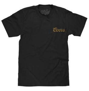 Tee Luv Men's Coors Banquet Beer Double Sided Brewery Logo T-Shirt, Vintage Black, 3XL