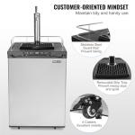 VEVOR Beer Kegerator, Single Tap Draft Beer Dispenser, Full Size Keg Refrigerator With Shelf, CO2 Tank(No Gas), Drip Tray & Rail, 23°F- 82.4°F Temperature Control, 162L, Silver