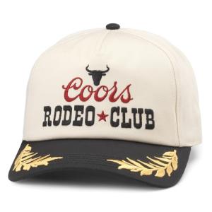 AMERICAN NEEDLE Unisex Coors Beer Rodeo Club Captain Adjustable Snapback Baseball Hat, Ivory/Black (24002A-COORS-IBLK)