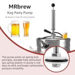 MRbrew 8" D-System Beer Tap Keg Pump - Chrome-Plated Party & Picnic Beer Pump Draft System with Beer Faucet, Hose & 2 Clamps Kegerator Compatible Homebrew Accessory