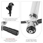 MRbrew 8" D-System Beer Tap Keg Pump - Chrome-Plated Party & Picnic Beer Pump Draft System with Beer Faucet, Hose & 2 Clamps Kegerator Compatible Homebrew Accessory