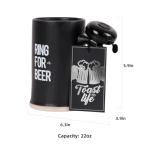 bespritGIFT 22oz Ceramic Beer Mug with Bell Beer Sein Set with Bell Mugs with Handles for Men Father's Gift Set for Dad & Boyfriend Ring for Beer Novelty Mugs