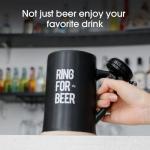 bespritGIFT 22oz Ceramic Beer Mug with Bell Beer Sein Set with Bell Mugs with Handles for Men Father's Gift Set for Dad & Boyfriend Ring for Beer Novelty Mugs