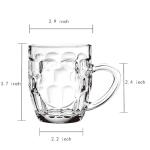TUSAPAM Dimple Stein Beer Mug Set, 10 oz Beer Glasses with Handle, Glass Beer Mugs, Dishwasher and Freezer Safe, Clear and Sturdy, Set of 4