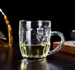 TUSAPAM Dimple Stein Beer Mug Set, 10 oz Beer Glasses with Handle, Glass Beer Mugs, Dishwasher and Freezer Safe, Clear and Sturdy, Set of 4