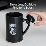 bespritGIFT 22oz Ceramic Beer Mug with Bell Beer Sein Set with Bell Mugs with Handles for Men Father's Gift Set for Dad & Boyfriend Ring for Beer Novelty Mugs