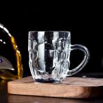 TUSAPAM Dimple Stein Beer Mug Set, 10 oz Beer Glasses with Handle, Glass Beer Mugs, Dishwasher and Freezer Safe, Clear and Sturdy, Set of 4