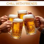 Jibrelxion 4 Pack Beer Mugs For Freezer, 17.4 oz Large Glass Mugs with Handles, Clear Glass Frozen Beer Mugs for Tea, Coffee, Gift and Home Bar Accessories