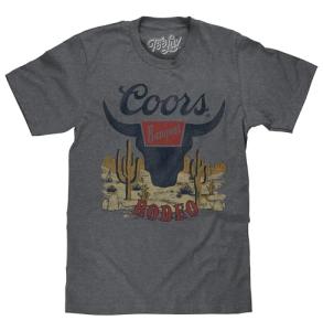 Tee Luv Men's Coors Banquet Rodeo T-Shirt - Faded Coors Beer Desert Graphic Tee, Heather Graphite, L