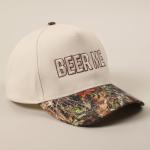 MIRMARU 5-Panel Embroidery Two-Tone Trucker Hat with Designed Camo and Floral Brim (US, Alpha, One Size, CAMO-Beer ME)