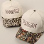 MIRMARU 5-Panel Embroidery Two-Tone Trucker Hat with Designed Camo and Floral Brim (US, Alpha, One Size, CAMO-Beer ME)
