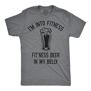 Funny Beer Lover Shirt for Men – I'm Into Fitness Fit’Ness Drink in My Belly Tee – Hilarious Party Outfit – Novelty Workout Gym Gift - Dark Grey - 3XL