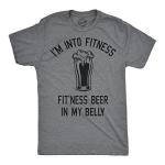 Funny Beer Lover Shirt for Men – I'm Into Fitness Fit’Ness Drink in My Belly Tee – Hilarious Party Outfit – Novelty Workout Gym Gift - Dark Grey - 3XL