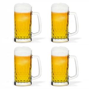 TUSAPAM Heavy Beer Mugs Set, 19oz Glass Mugs With Handle, Beer Glasses For Freezer, 570ml Beer Drinking Glasses, Traditional Stein For Bar, Beverages, Coffee, Teas, Set of 4