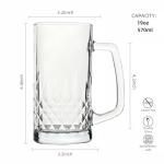 TUSAPAM Heavy Beer Mugs Set, 19oz Glass Mugs With Handle, Beer Glasses For Freezer, 570ml Beer Drinking Glasses, Traditional Stein For Bar, Beverages, Coffee, Teas, Set of 4