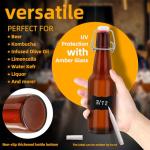 eispap Amber Beer Bottles with Flip Caps, 12oz Glass Bottle with Swinging Top for Airtight Lids, Home Brewing and Fermentation Kombucha, Vanilla Extract, Beverage, Water, Kefir (6)