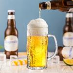 Cambareign 16.5oz Beer Mug, 4 Pack Glass Beer Mugs for Freezer, Clear Large Beer Steins with Handle, Gifts for Men