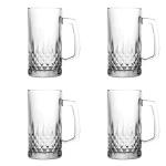 TUSAPAM Heavy Beer Mugs Set, 19oz Glass Mugs With Handle, Beer Glasses For Freezer, 570ml Beer Drinking Glasses, Traditional Stein For Bar, Beverages, Coffee, Teas, Set of 4