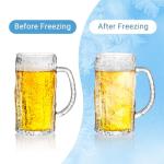 Cambareign 16.5oz Beer Mug, 4 Pack Glass Beer Mugs for Freezer, Clear Large Beer Steins with Handle, Gifts for Men