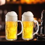 Cambareign 16.5oz Beer Mug, 4 Pack Glass Beer Mugs for Freezer, Clear Large Beer Steins with Handle, Gifts for Men