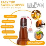 eispap Amber Beer Bottles with Flip Caps, 12oz Glass Bottle with Swinging Top for Airtight Lids, Home Brewing and Fermentation Kombucha, Vanilla Extract, Beverage, Water, Kefir (6)