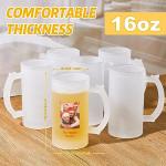 Mifoci 4 Pcs Sublimation Blank Beer Mugs Personalized Tazas Para Present 16 oz Frosted Beer Glass Cups Can Add Photo Text or Images on Gift for Dad Husband Groomsmen Father's Day Wedding Oktoberfest