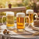 PYVYLO Glass Beer Mugs Set of 8,16oz Heavy Beer Mug With Handles and Straws for Tea,Coffee Thick Drinking Glasses for Freezer