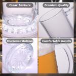 PYVYLO Glass Beer Mugs Set of 8,16oz Heavy Beer Mug With Handles and Straws for Tea,Coffee Thick Drinking Glasses for Freezer