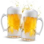 ZHENGYAOYANG 34fl.oz/1L Large Heavy Glass Beer Mug Set of 2 with Handle