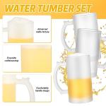 Mifoci 4 Pcs Sublimation Blank Beer Mugs Personalized Tazas Para Present 16 oz Frosted Beer Glass Cups Can Add Photo Text or Images on Gift for Dad Husband Groomsmen Father's Day Wedding Oktoberfest