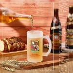 Mifoci 4 Pcs Sublimation Blank Beer Mugs Personalized Tazas Para Present 16 oz Frosted Beer Glass Cups Can Add Photo Text or Images on Gift for Dad Husband Groomsmen Father's Day Wedding Oktoberfest