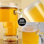 ZHENGYAOYANG 34fl.oz/1L Large Heavy Glass Beer Mug Set of 2 with Handle
