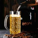 Tequibar Beer Mug Set of 2, 16oz Beer Glasses with Handle, Large Heavy Beer Stein Glass, Freezer Beer Mugs for Dad Husband or Friend