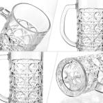 Tequibar Beer Mug Set of 2, 16oz Beer Glasses with Handle, Large Heavy Beer Stein Glass, Freezer Beer Mugs for Dad Husband or Friend