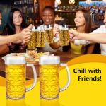 Tequibar Beer Mug Set of 2, 16oz Beer Glasses with Handle, Large Heavy Beer Stein Glass, Freezer Beer Mugs for Dad Husband or Friend