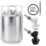 MRbrew New 2.6 Gallon Ball Lock Keg, Stainless Steel Beer Keg with Two Ball Lock Keg Fittings & Gasket Set, Double Ball Lock Post Corny Keg For Draft, Homebrew, Craft Beer, Cold Brew Keg for Party
