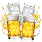 Erthskda 4 Pack Beer Mugs Set, 20 Oz Clear Freezer Beer Steins with Handles, Large Cylinder Heavy Drinking Glass Mugs for Party, Bar and Home