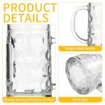 Erthskda 4 Pack Beer Mugs Set, 20 Oz Clear Freezer Beer Steins with Handles, Large Cylinder Heavy Drinking Glass Mugs for Party, Bar and Home