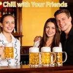 Erthskda 4 Pack Beer Mugs Set, 20 Oz Clear Freezer Beer Steins with Handles, Large Cylinder Heavy Drinking Glass Mugs for Party, Bar and Home