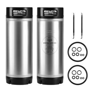 New Cornelius Keg 5 Gallon Keg, 2Pcs Stainless Steel Corny Keg Beer Keg with Ball Lock Keg Fittings, Ball Lock Keg Home Brew Keg with Dual Rubber Handle