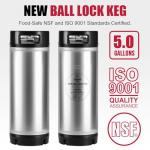 New Cornelius Keg 5 Gallon Keg, 2Pcs Stainless Steel Corny Keg Beer Keg with Ball Lock Keg Fittings, Ball Lock Keg Home Brew Keg with Dual Rubber Handle