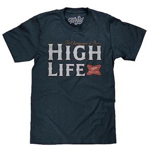 Tee Luv Men's Miller High Life Shirt - Miller Champagne of Beers Logo T-Shirt, Navy Heather, S