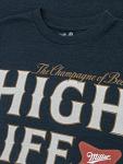 Tee Luv Men's Miller High Life Shirt - Miller Champagne of Beers Logo T-Shirt, Navy Heather, S
