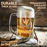 DADDY FACTORY Personalized Custom Beer Mug Glass Cup, Engraved Etched Monogram 16 oz Classic Brew Mug Gift for Dad Drinker