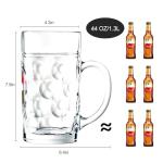 Burns Glass 44 Oz Large German Classic Beer Mugs, Dimpled Beer Stein with Handle, Freezer Safe, Beer Mug for Oktoberfest Parties Games, Hot Tea Cup Glasses, Beer Gifts for Men Friends Dad, Set of 1