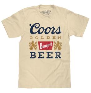 Tee Luv Men's Retro Coors Banquet Beer Shirt, Cream, S
