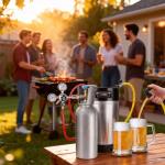 Ferroday New 2.5 Gallon Corny Keg, Stainless Steel Beer Keg Cornelius Keg with Dual Rubber Handle, Ball Lock Keg with Quick Disconnects O-Rings Clamps for Home Brew