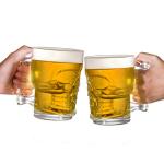 Hacaroa 6 Pack 17 Oz Skull Glass Beer Mug with Handle, Father's Day Gift Heavy Base Drinking Tiki Glasses, Clear Funny Beer Stein Cup for Whiskey, Wine, Juice, Bar, Halloween Decorations Gifts