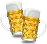 Yesland 2 Pack Beer Mug for Freezer, 1.2 L /40 oz Glass Beer Stein Mugs with Handle Large Heavy-Duty Beer Cups Drinking Glassware Pub Drinking Mugs for Bar, Alcohol, Beverages, Men, Clear