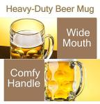 Yesland 2 Pack Beer Mug for Freezer, 1.2 L /40 oz Glass Beer Stein Mugs with Handle Large Heavy-Duty Beer Cups Drinking Glassware Pub Drinking Mugs for Bar, Alcohol, Beverages, Men, Clear